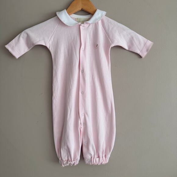 Pixie Lily Couture Pink Pima Cotton Dove Embroidered Gown One Piece 0-3 Baby
